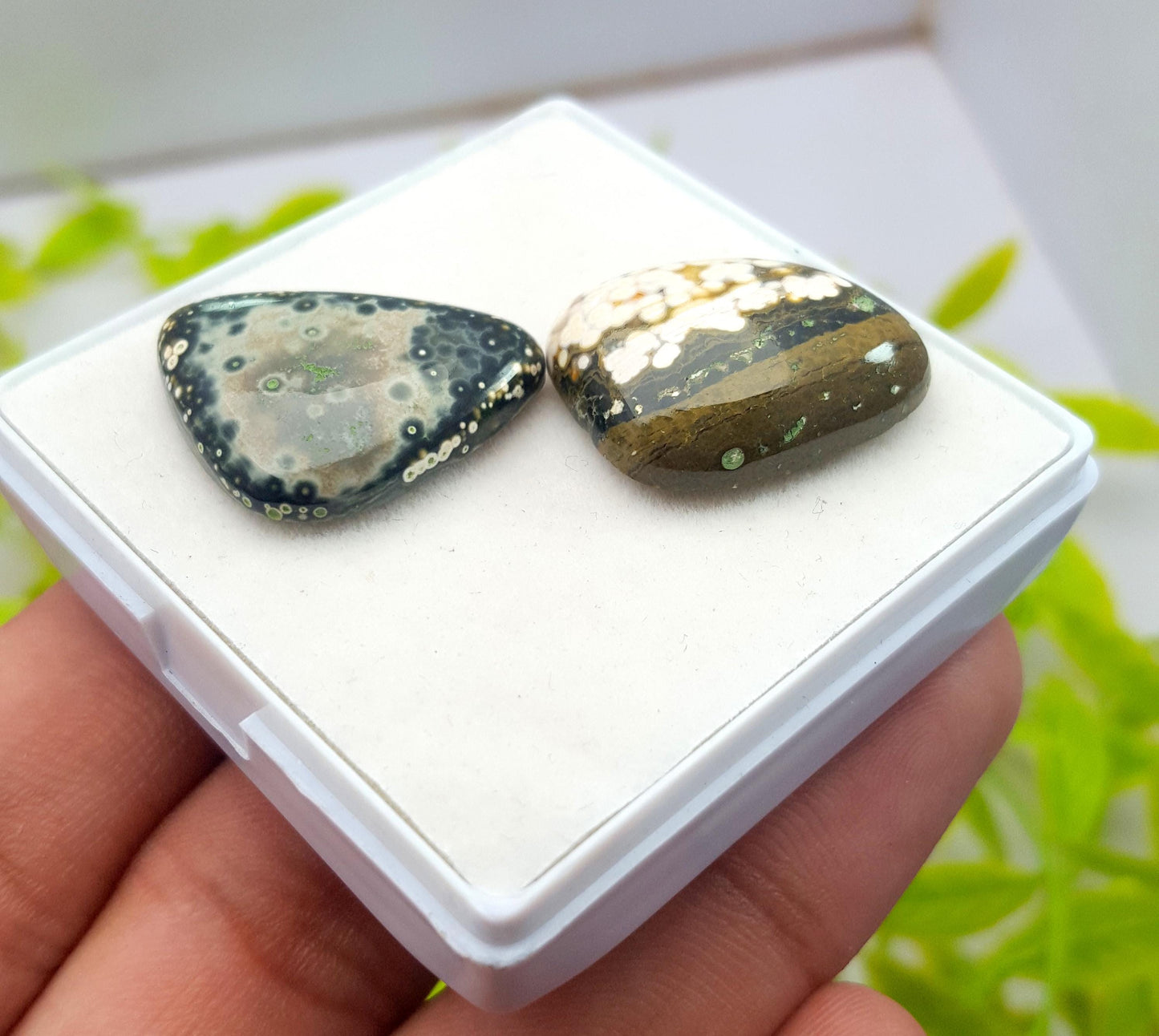 Jasper, Natural Ocean Jasper, Fancy Smooth Cabochon Loose Gemstone, 34.010 Carat, Size-23x17x5mm To 22x17x6mm, For Jewelry Making, PCS-1