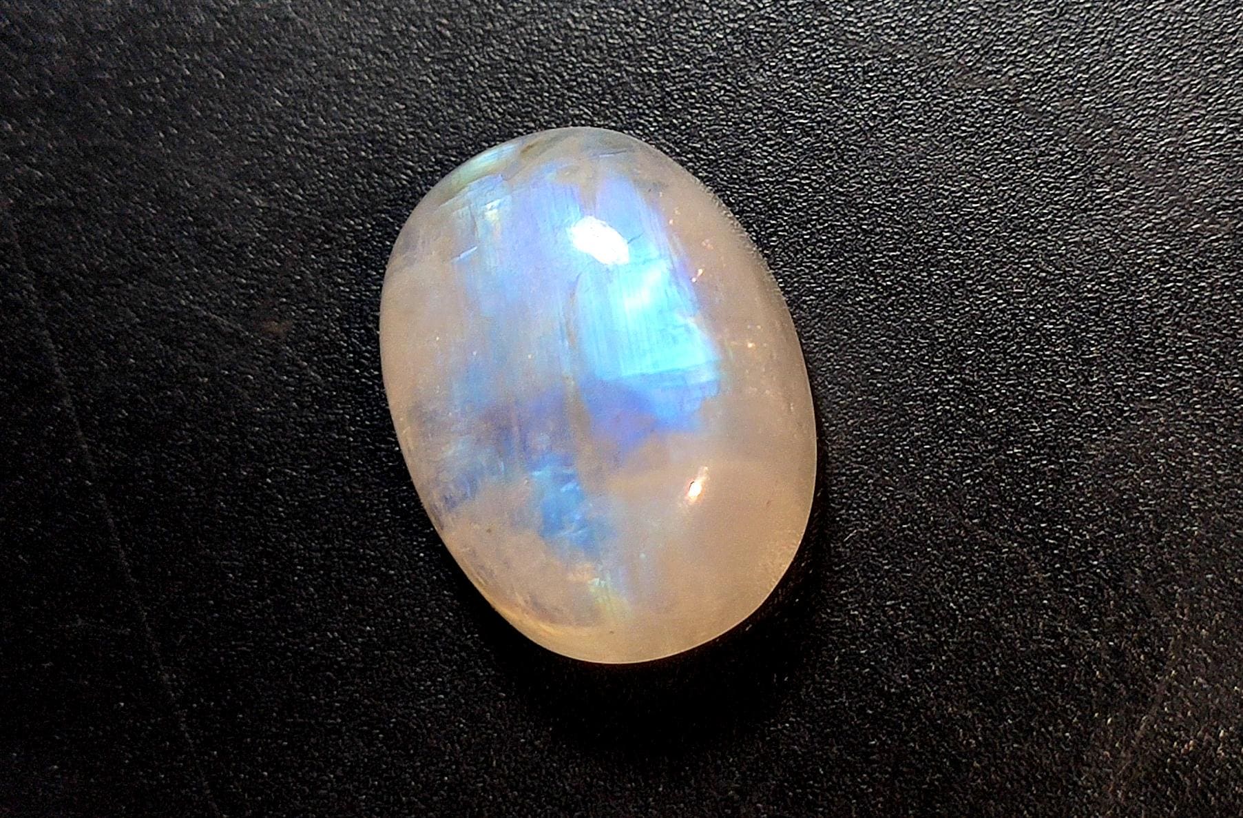 Moonstone, Natural Rainbow Moonstone, Oval Blue Flashy Loose Gemstone,  Carat, Size-12x16x6mm, Gift For Her, Pc-1