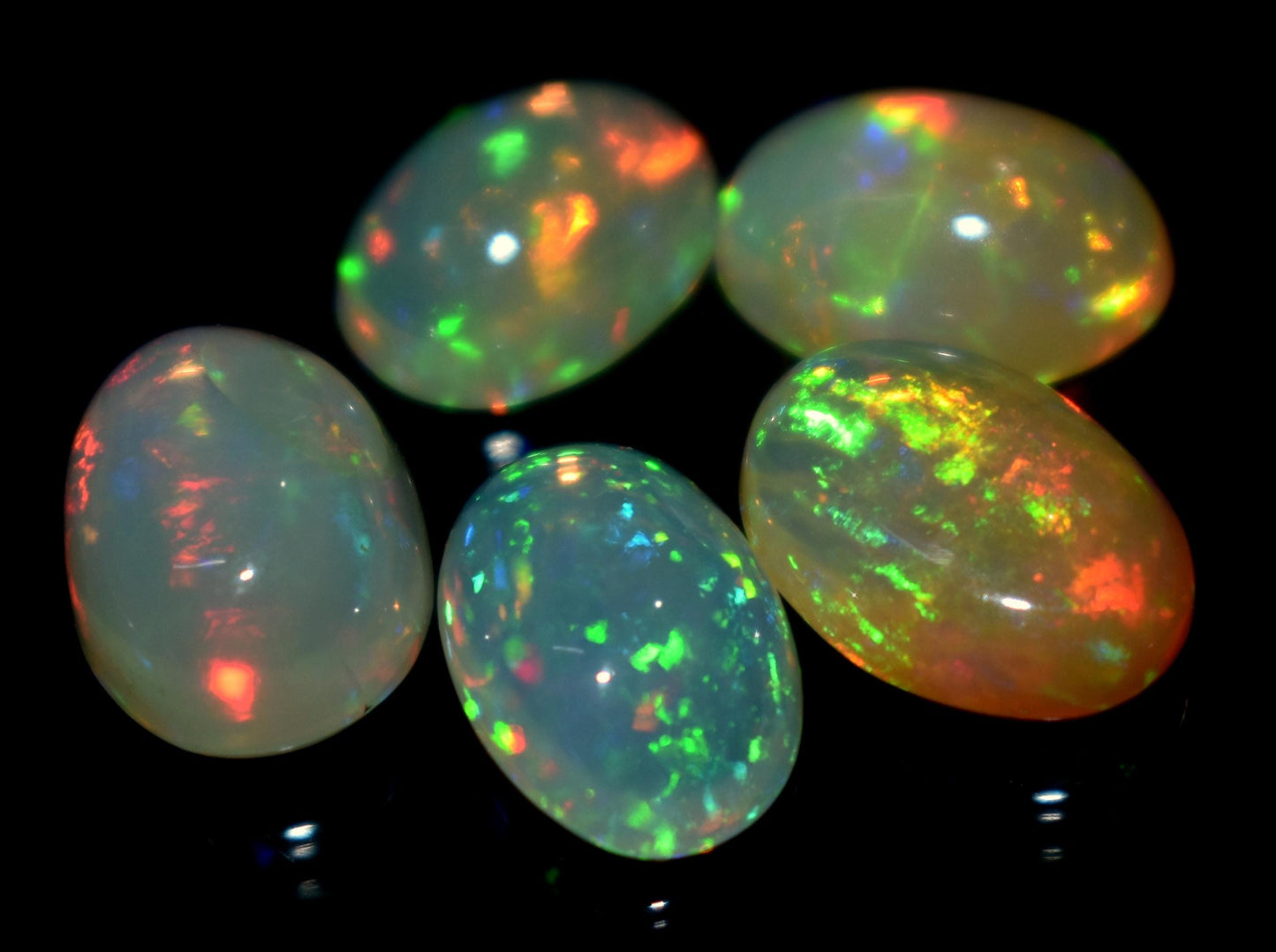 Opal, Natural Ethiopian Opal, Oval Welo Fire Cabochon Gemstone Lot, 8.65 Carat, Size-11x8mm to 9x7mm Gift For Her, PC-5