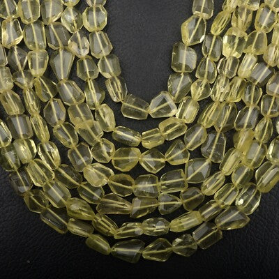 Natural Lemon Quartz Faceted Tumble Shape 20 Inches Necklace | Healing Crystal Jewelry