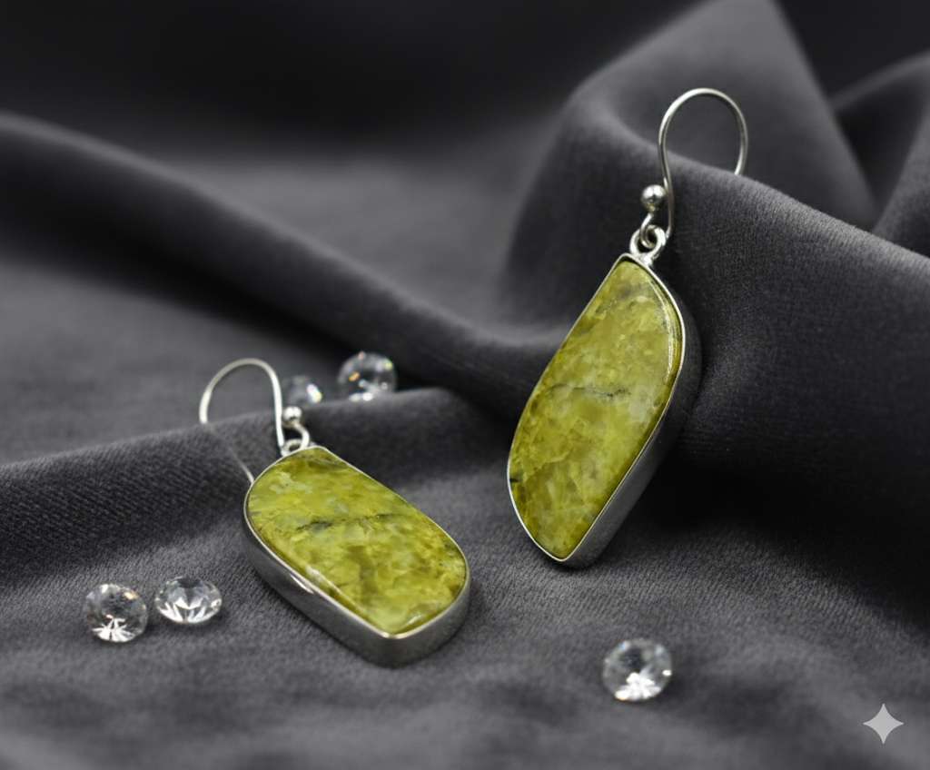 Handmade Natural Green Opal Earrings | Crystal Jewelry for Healing