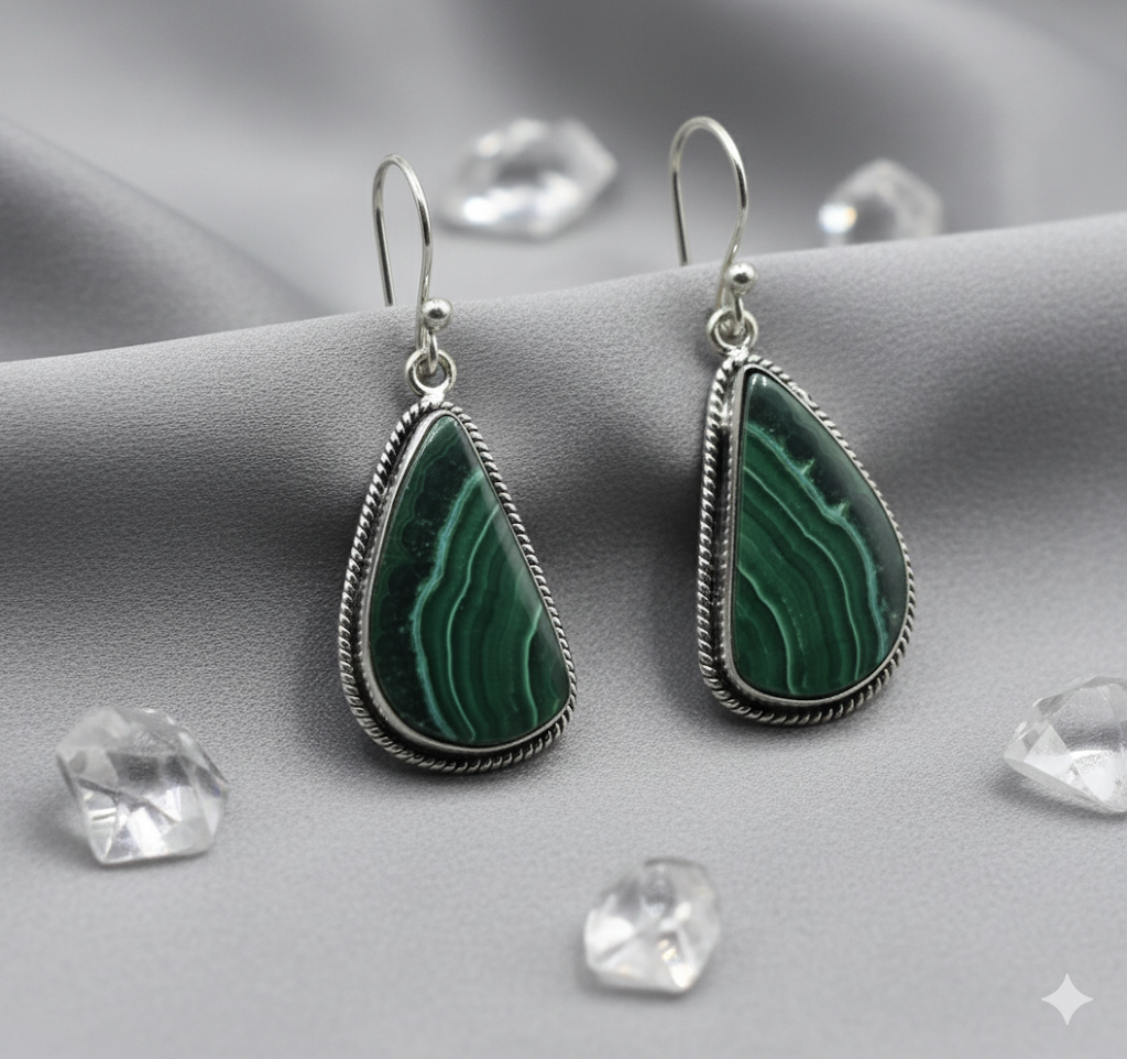 Green Malachite Stone Earrings | Energy & Protection Jewelry