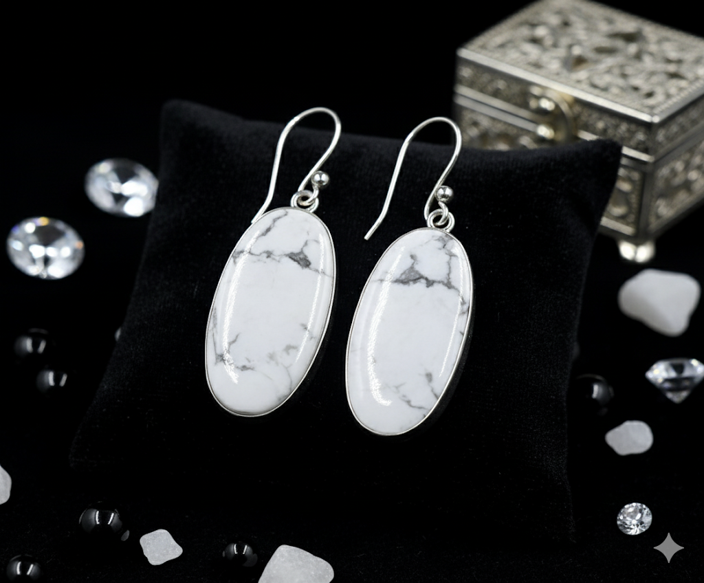 Natural Howlite Earrings for Calmness & Style | Crystal Healing Jewelry
