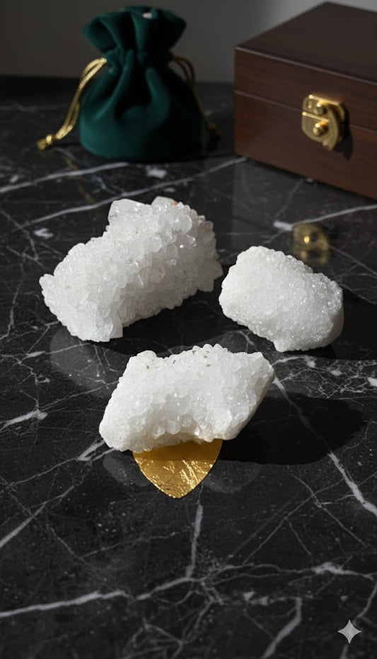 Natural Apophyllite Cluster 3 Pieces – 410g Healing Crystal Set 💎