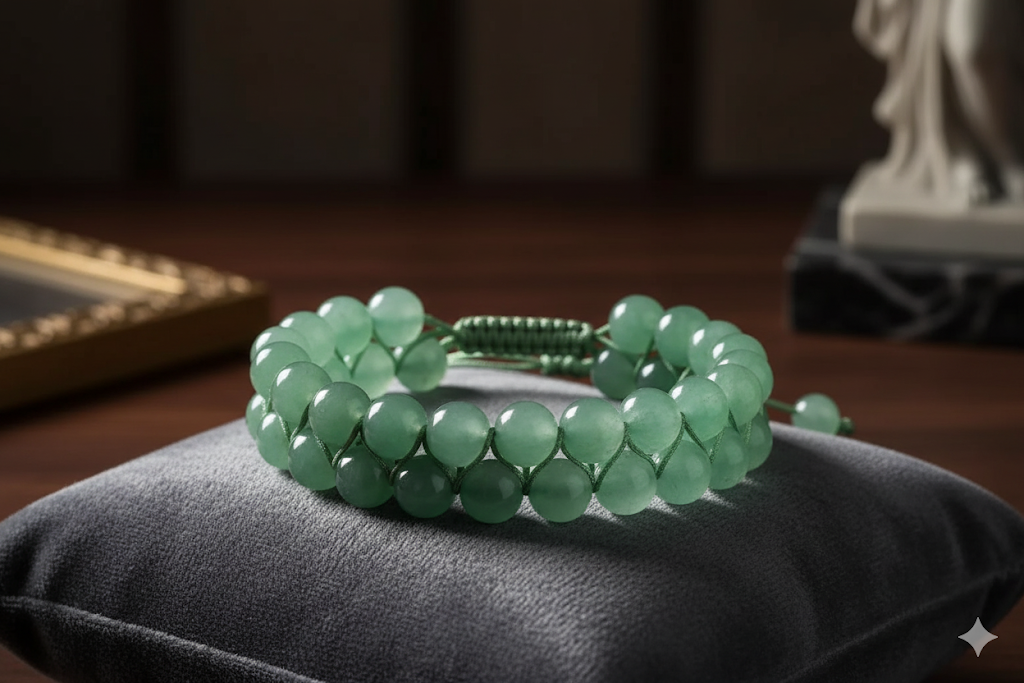 Green Aventurine Double Beaded Wire Crystal Bracelet
