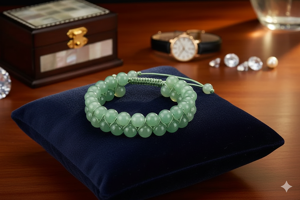 Green Aventurine Double Beaded Wire Crystal Bracelet