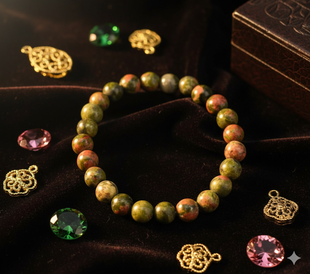 Unakite Bead Adjustable Bracelet – Elegant and Earthy 8 mm Size