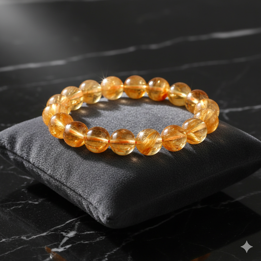 Natural Citrine Adjustable Bead Bracelet Men Or Women 8mm Bead