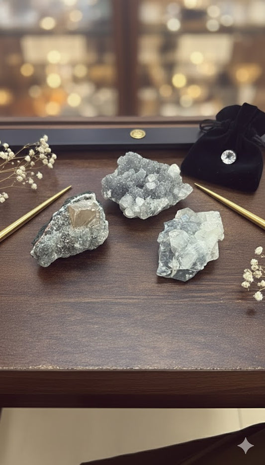 Natural Apophyllite Cluster 3 Pieces – 248g Healing Crystal Set 💎