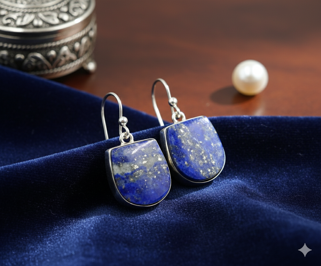 Natural Lapis Lazuli Earrings | Unique Handmade Gemstone Jewelry