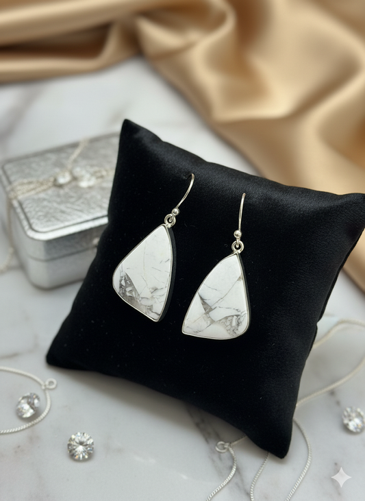 Natural Howlite Earrings | Handmade Crystal Jewelry for Calm & Balance