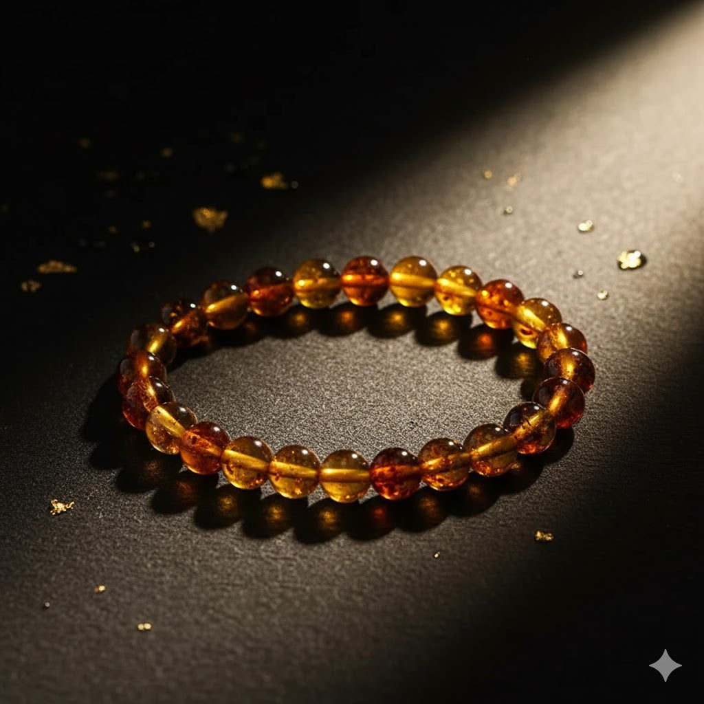 Baltic Amber Round Bead Adjustable Bracelet