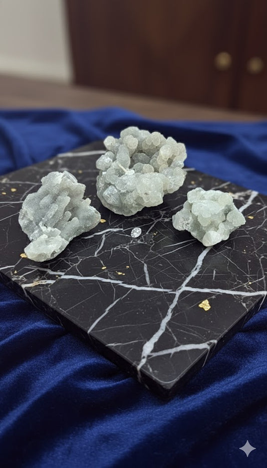Natural Apophyllite Cluster 3 Pieces – 312g Healing Crystal Set 💎