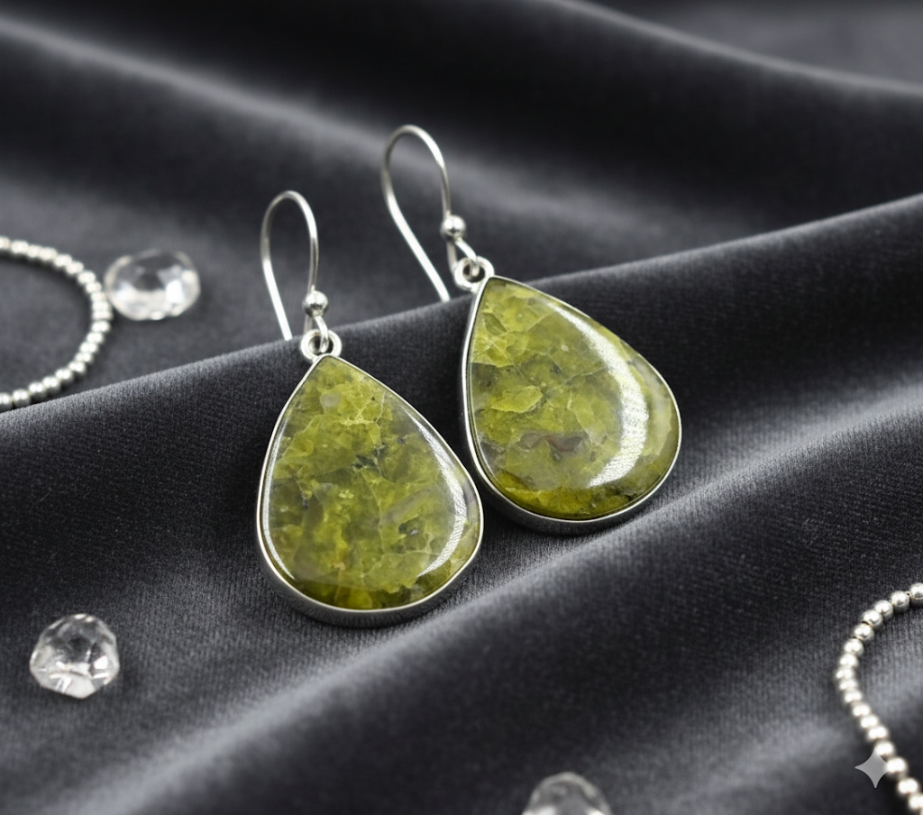 Natural Green Opal Earrings | Handmade Crystal Jewelry for Energy & Healing