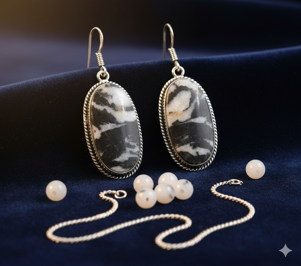 Natural Coconut Jasper Earrings | Handmade Crystal Jewelry for Energy
