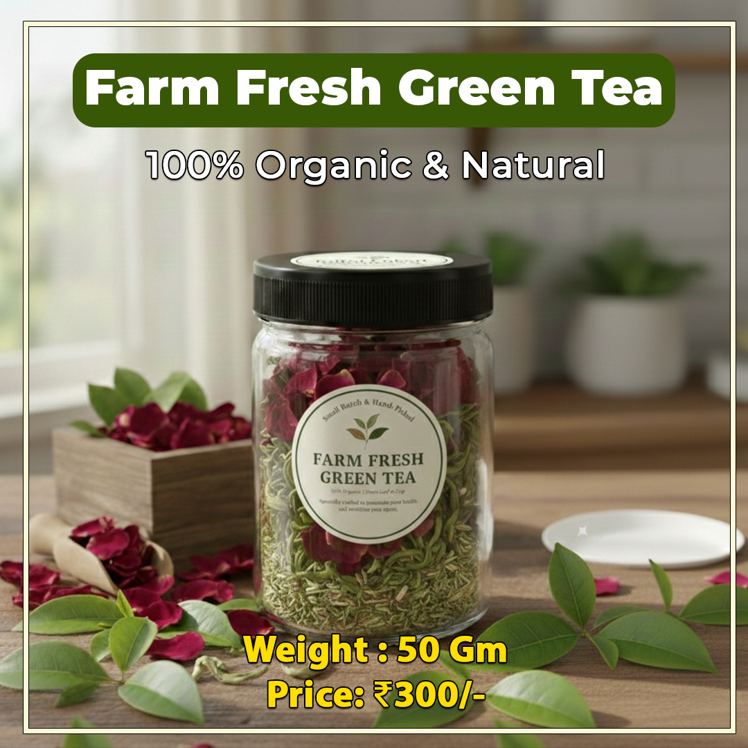 🌿 Farm Fresh Green Tea – Hibiscus, Lemongrass & Rose Petals Blend (50g)