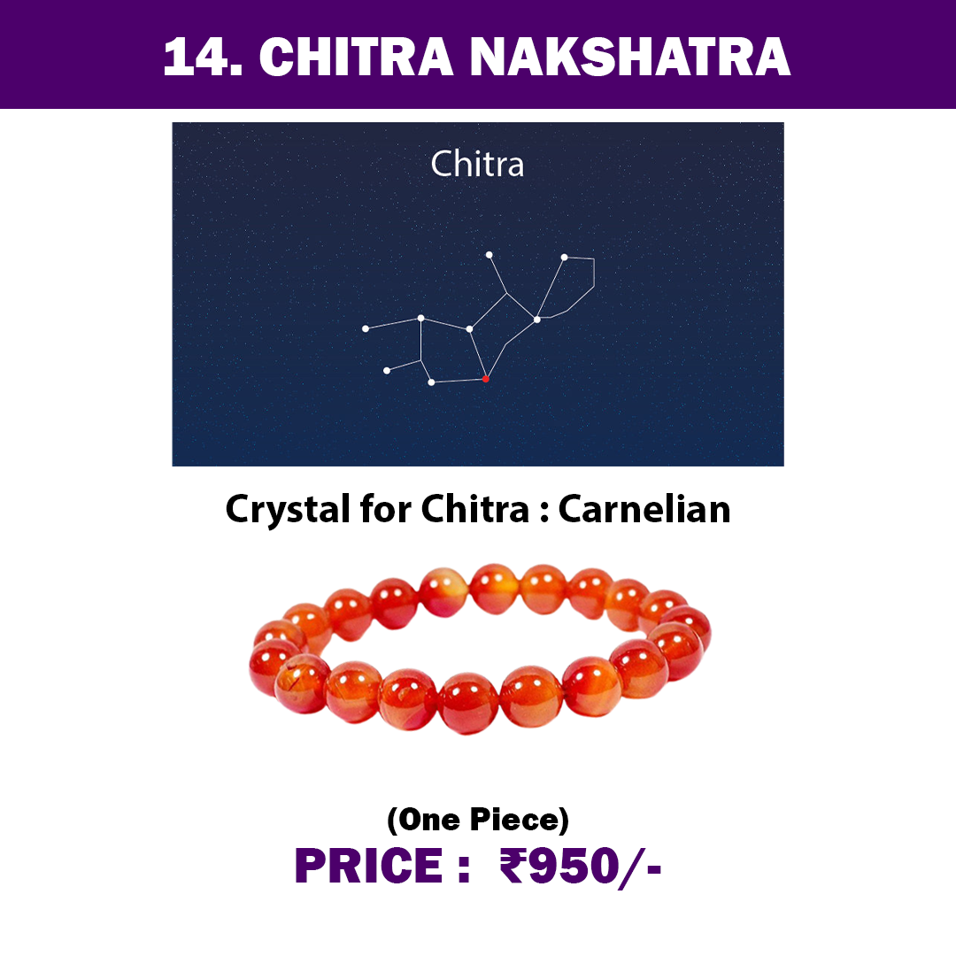 14. Chitra Nakshatra Crystal | Carnelian Adjustable Bracelet