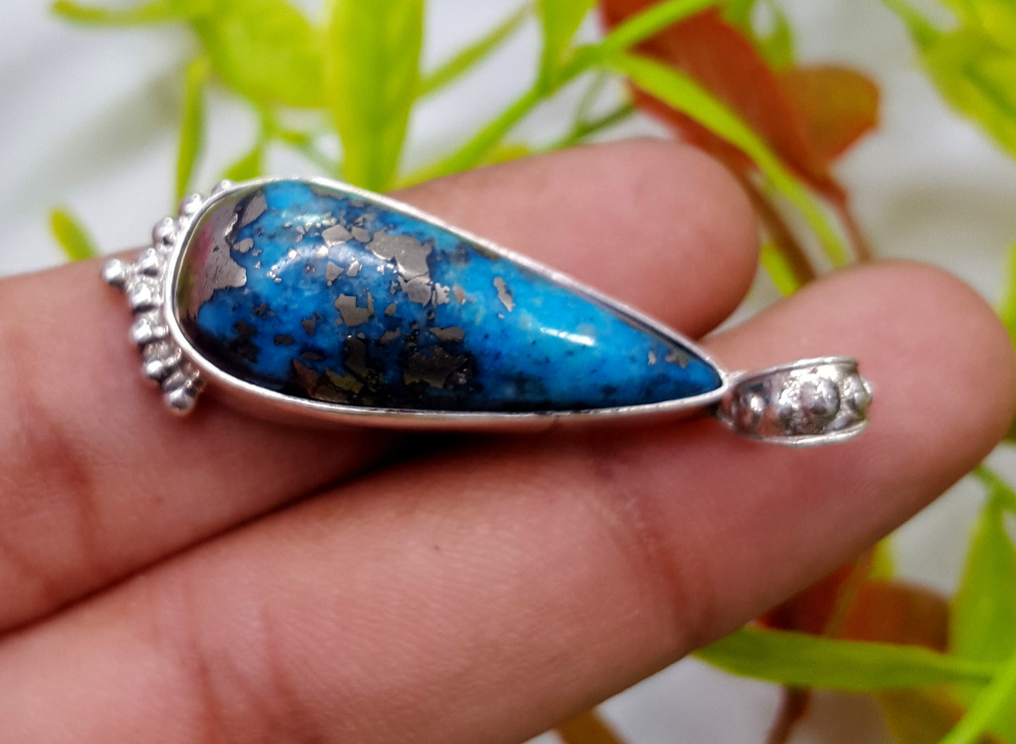 925 Sterling Silver Natural Turquoise Gemstone Pendant Women Chain Necklace Gift Boxed - Turquoise jewelry / Silver Boho Stone jewelry