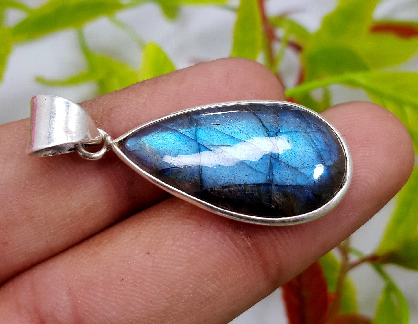 925 Sterling Silver Blue Flashy Labradorite Gemstone Pendant Handmade Silver Jewelry Mom Gift