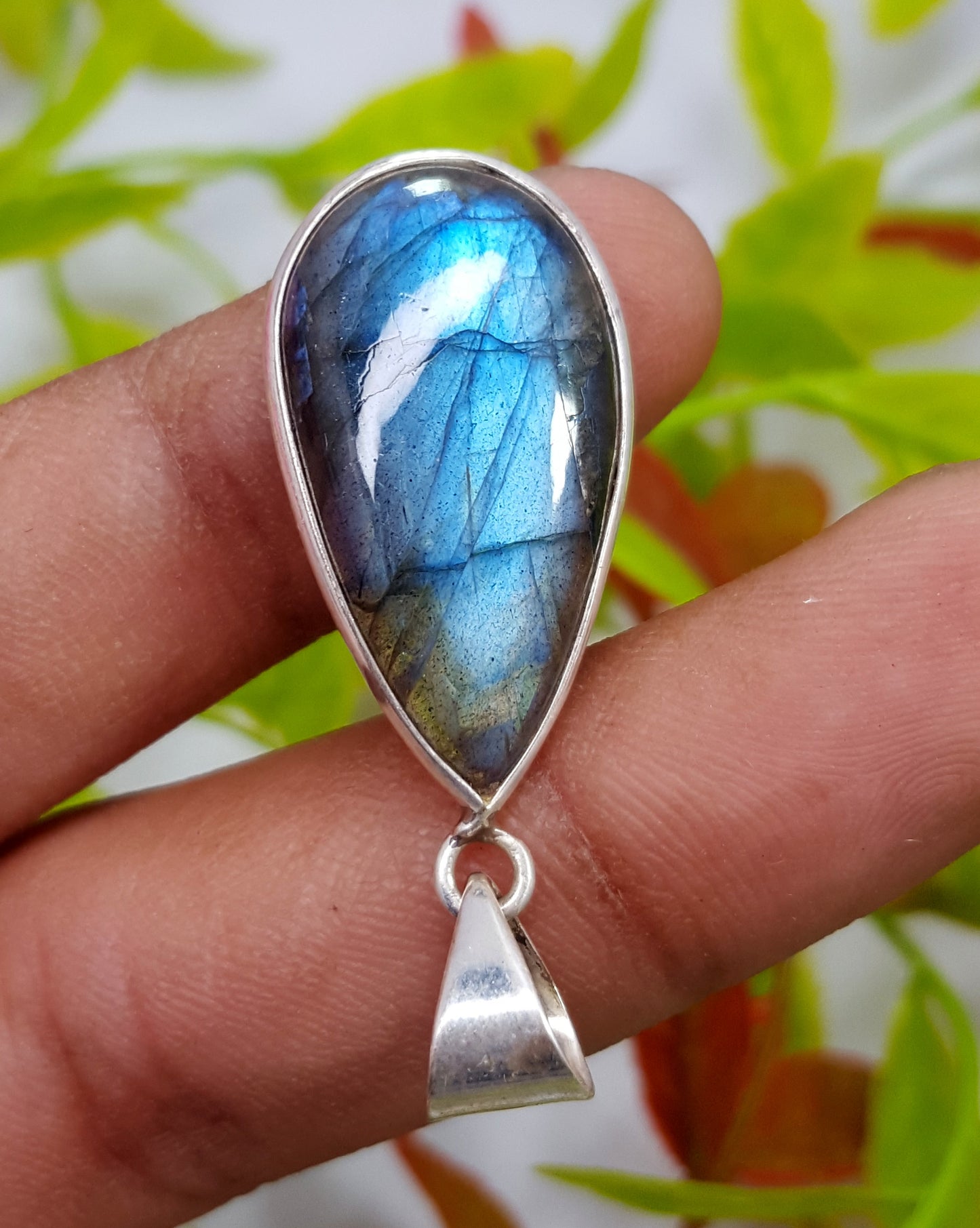 925 Sterling Silver Blue Flashy Labradorite Gemstone Pendant Handmade Silver Jewelry Mom Gift