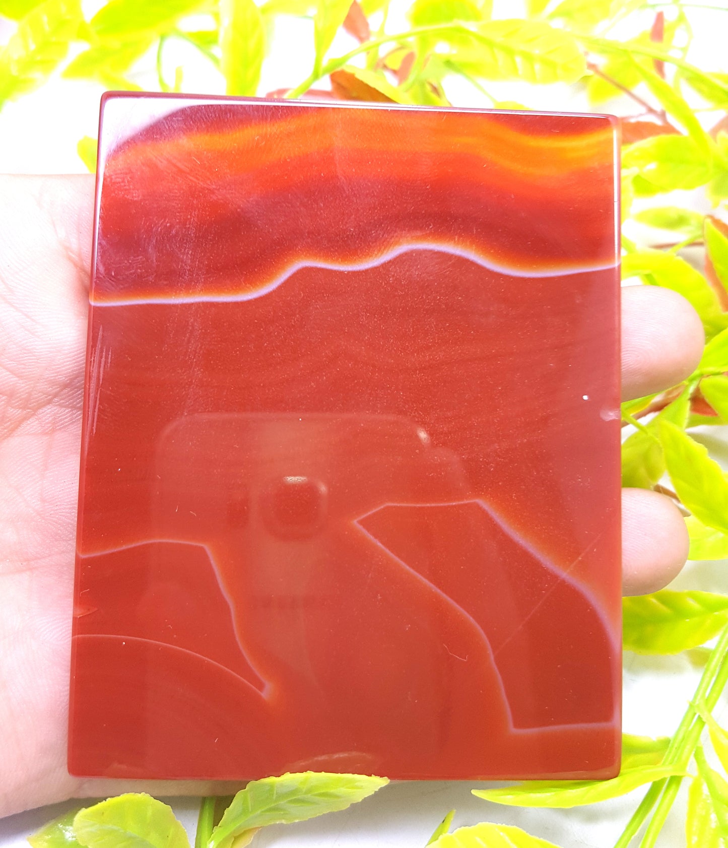 Lovely banded sliced and polished slab of brown agate,