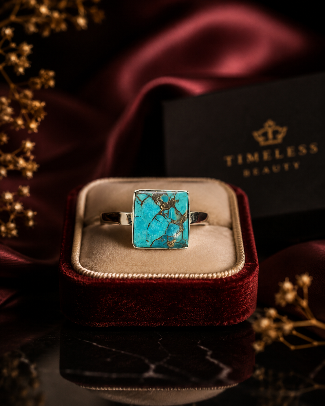 Natural Turquoise Adjustable Ring for Protection | Crystal Empire