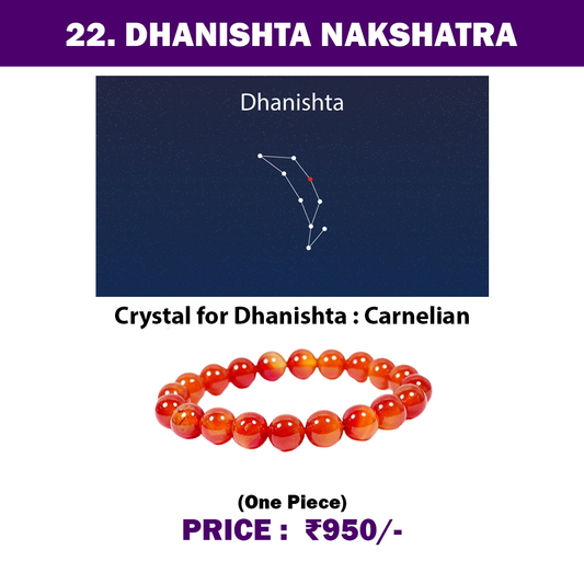 22. Dhanishta Nakshatra Crystal | Carnelian Bracelet