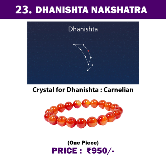 23. Dhanishta Nakshatra Crystal | Carnelian Adjustable Bracelet