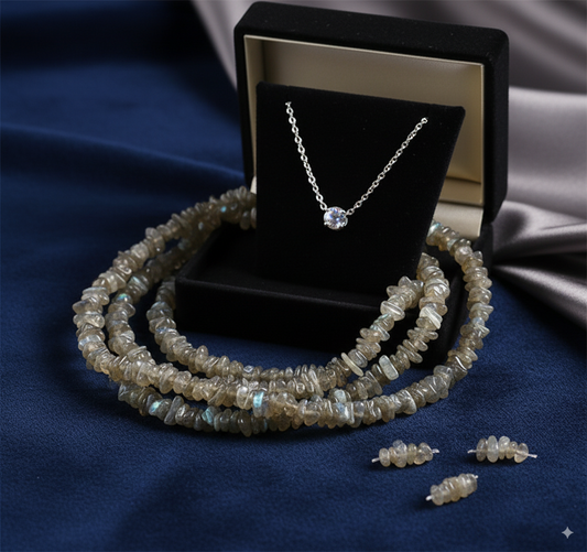 Labradorite Uncut Mala 36 Inches