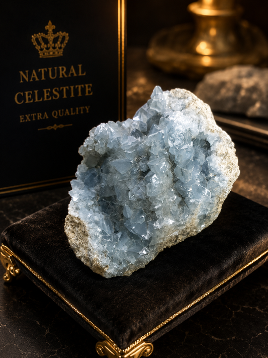 Natural Celestite Cluster 645 Gram – Premium Sky Blue Crystal for Calm Energy | Crystal Empire Siri