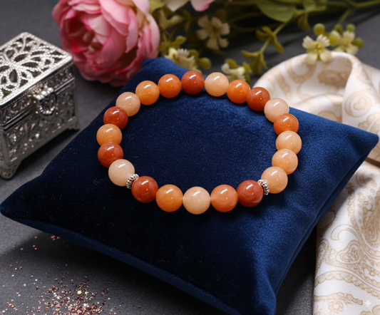 Red Aventurine Bead Adjustable Bracelet