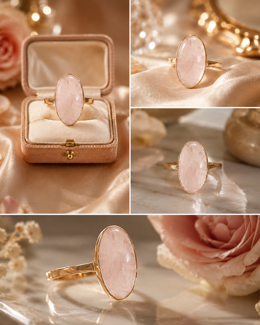 Rose Quartz Adjustable Ring for Love, Peace & Positive Energy