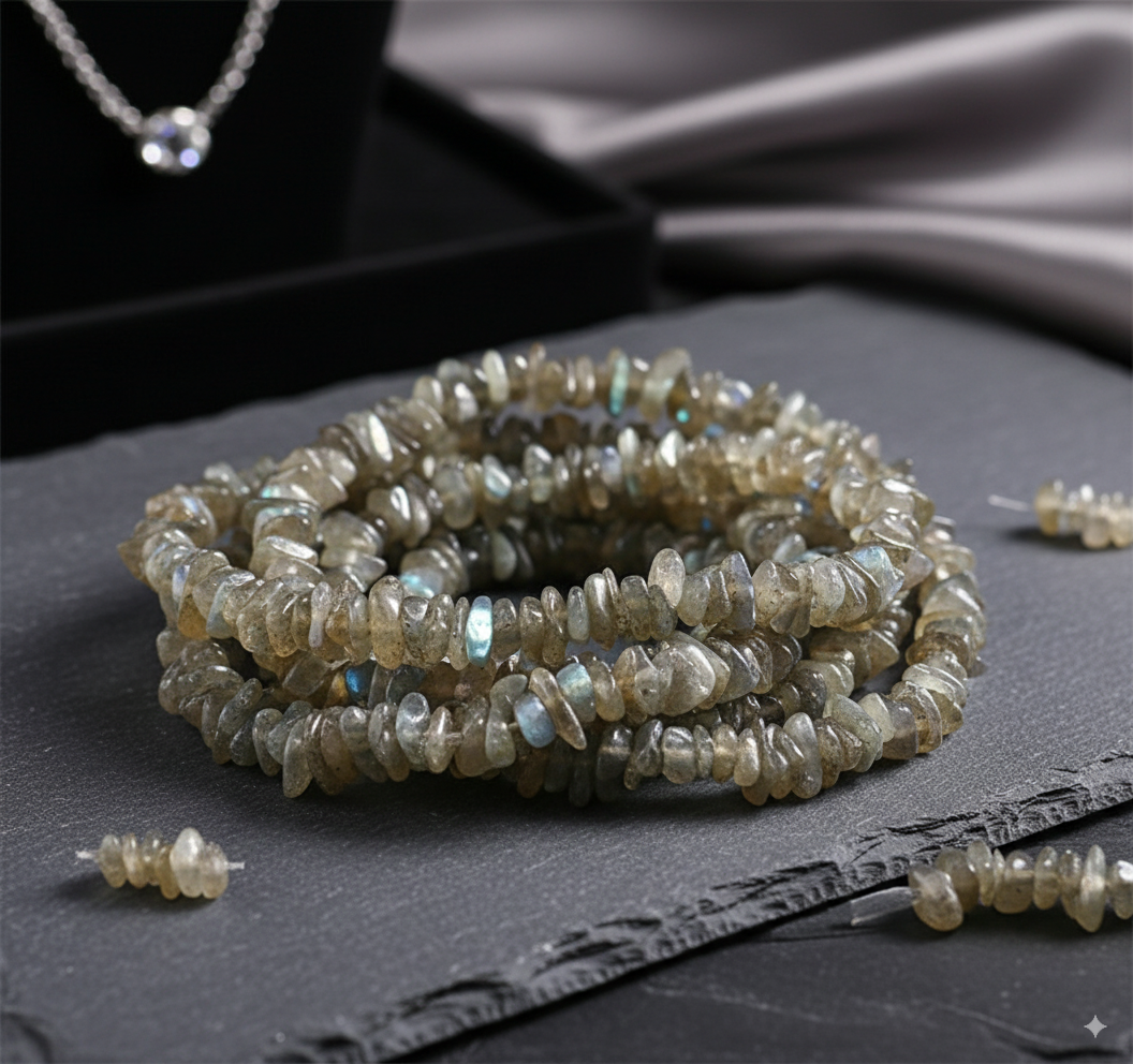 Labradorite Uncut Mala 36 Inches