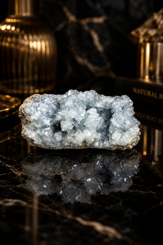 Celestite Cluster 285 Gram – Natural Sky Blue Crystal for Peace & Positive Energy