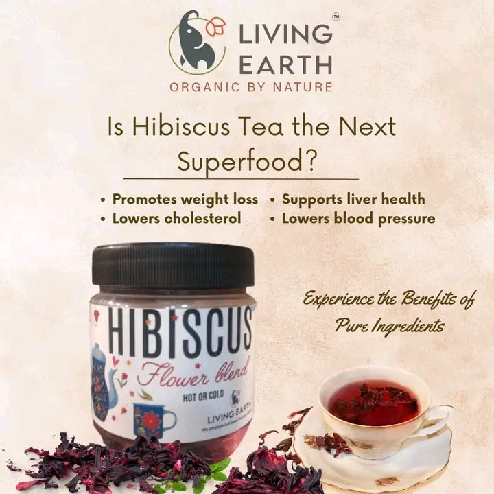 Hibiscus Flower Blend |  Hibiscus Tea | Hot or Cold | 120 Grams (Living Earth)