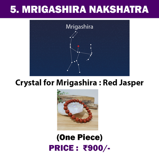 5. Mrigashira Nakshatra Crystal | Red Jasper Adjustable Bracelet