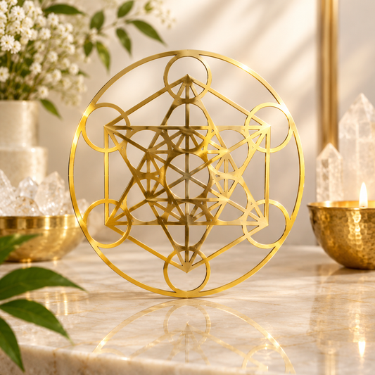 Golden Metatron’s Cube Grid | Sacred Geometry Grid for Meditation & Crystal Arrangements
