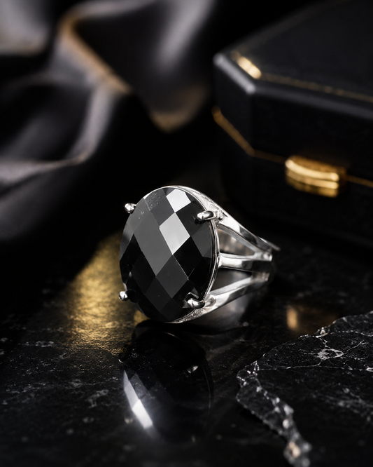Black Tourmaline Adjustable Ring for Protection & Positive Energy