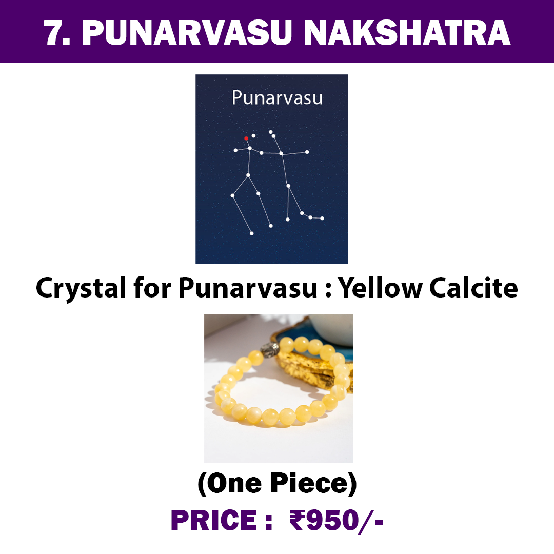 7. Punarvasu Nakshatra Crystal | Yellow Calcite Bracelet