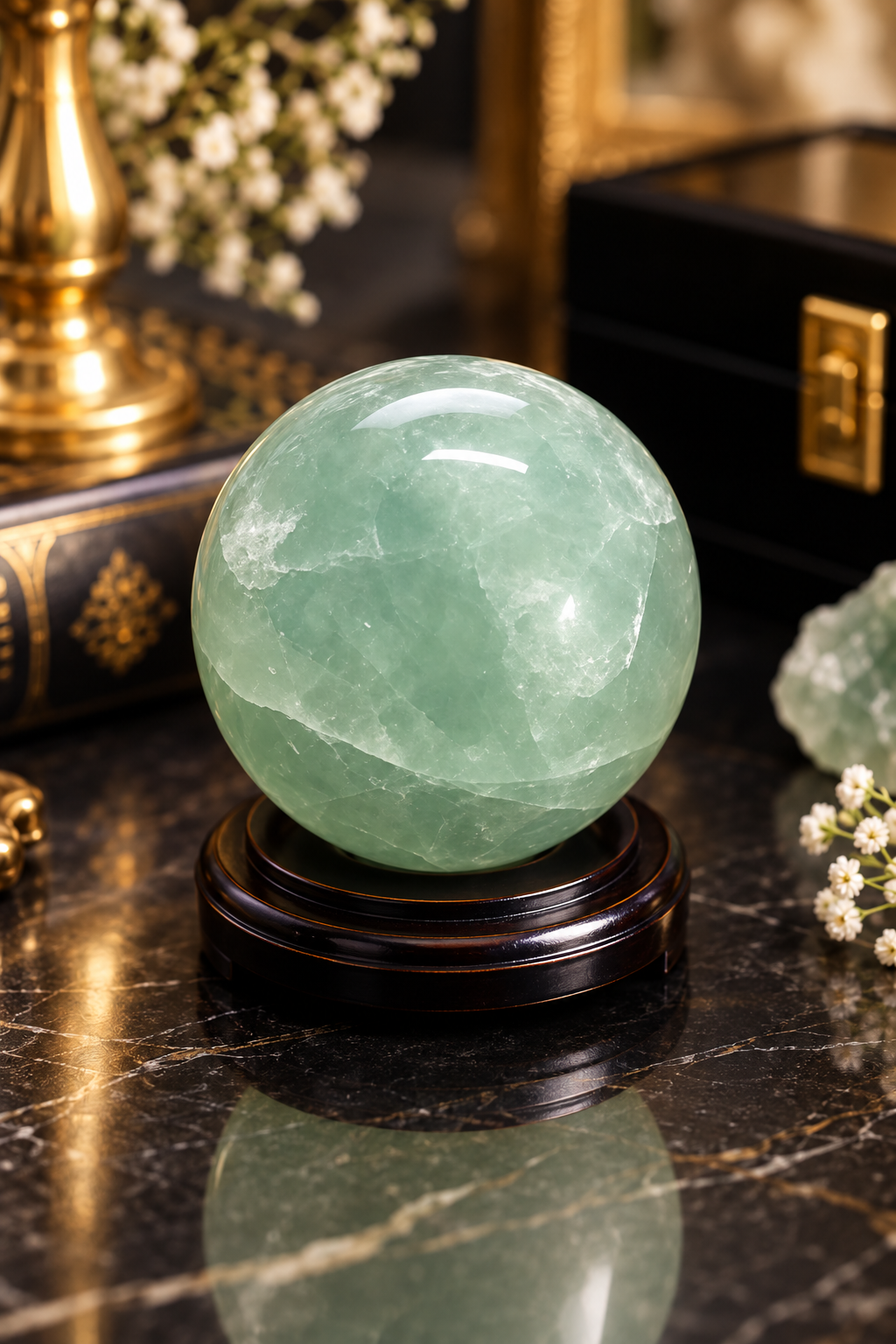 Natural Green Fluorite Crystal Ball – Healing & Decorative Gemstone Sphere 130 Gram