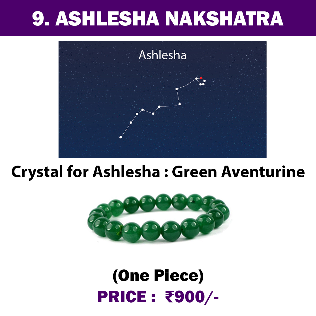 9. Ashlesha Nakshatra Crystal | Green Aventurine Bracelet