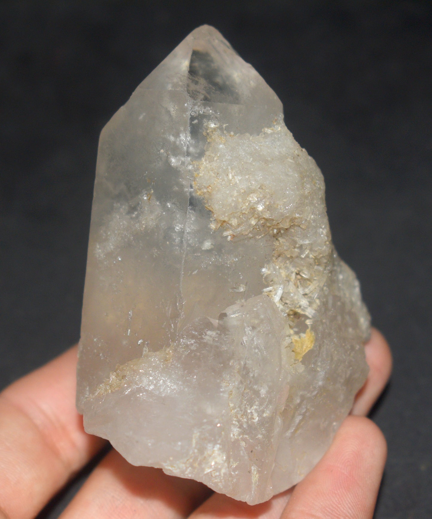 Natural Phantom Quartz Crystal Point with Natural Druzy – High Vibration Healing Stone - {Weight- 182.00 Gram} Size- 3'' inches Long