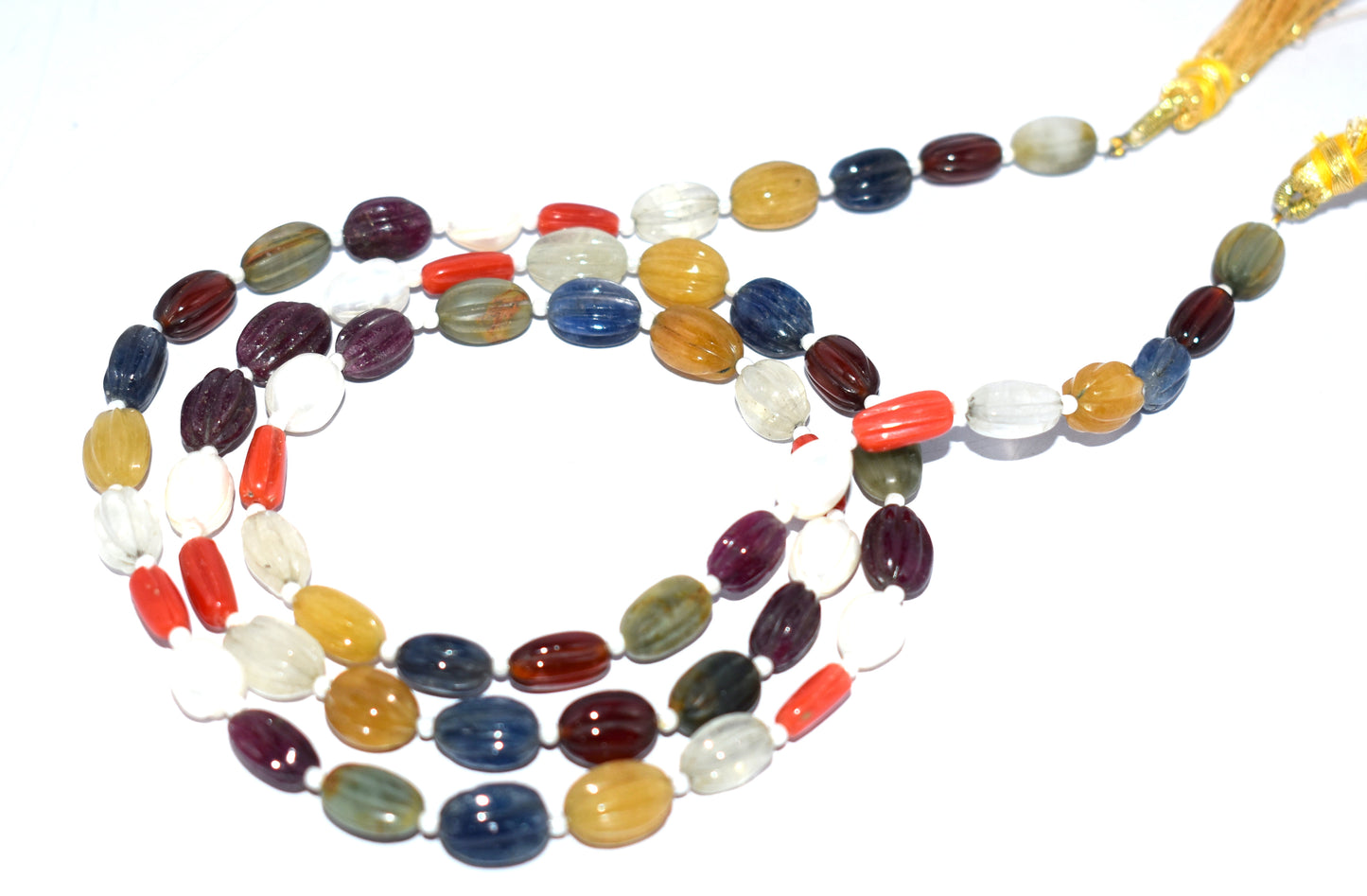 A single line of exquisite natural Navratan beads, weighing 195 carats, perfect for elegant jewelry designs.
#NavratanBeads #GemstoneJewelry #LuxuryJewelry #NaturalGemstones #ElegantStyle #StatementJewelry #ChicJewelry






