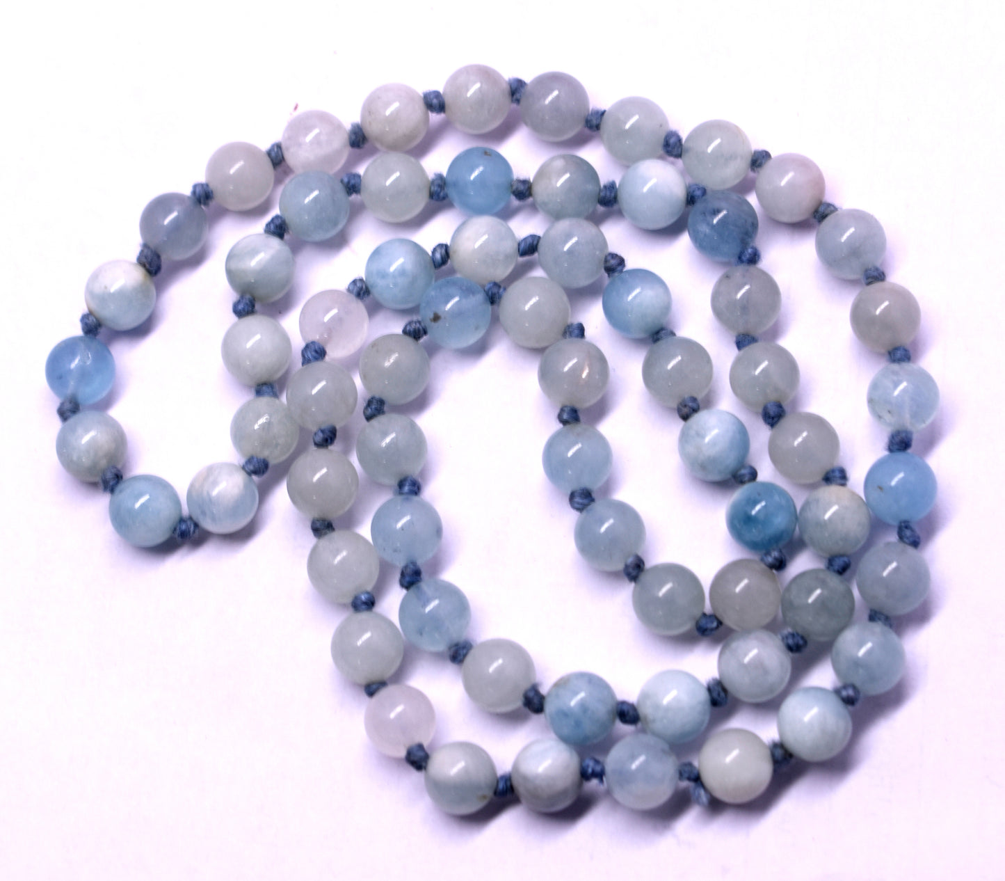 Aquamarine Bead Knotted Mala for Calming and Emotional Balance – Supports Serenity, Peace, and Stress Relief #Aquamarine #EmotionalBalance #Calming #CrystalHealing #Mala