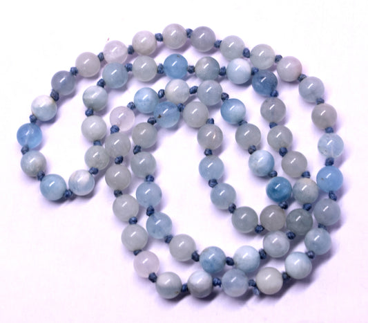 Aquamarine Bead Knotted Mala for Calming and Emotional Balance – Supports Serenity, Peace, and Stress Relief #Aquamarine #EmotionalBalance #Calming #CrystalHealing #Mala