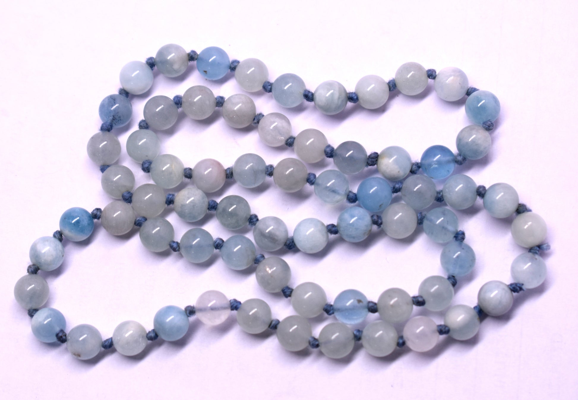 Aquamarine Bead Knotted Mala for Calming and Emotional Balance – Supports Serenity, Peace, and Stress Relief #Aquamarine #EmotionalBalance #Calming #CrystalHealing #Mala
