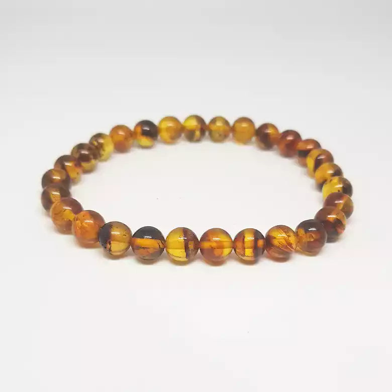Baltic Amber Round Bead Adjustable Bracelet - Pain Relief, Healing, Detoxification, Energy Balancing Bracelet