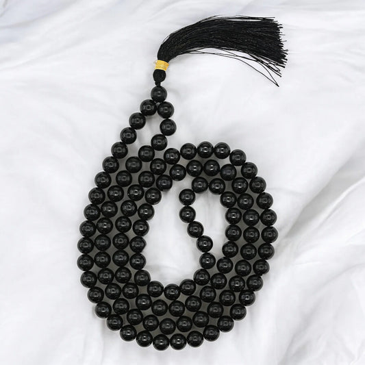 Black Tourmaline Jaap Mala for Protection & Negative Energy Removal