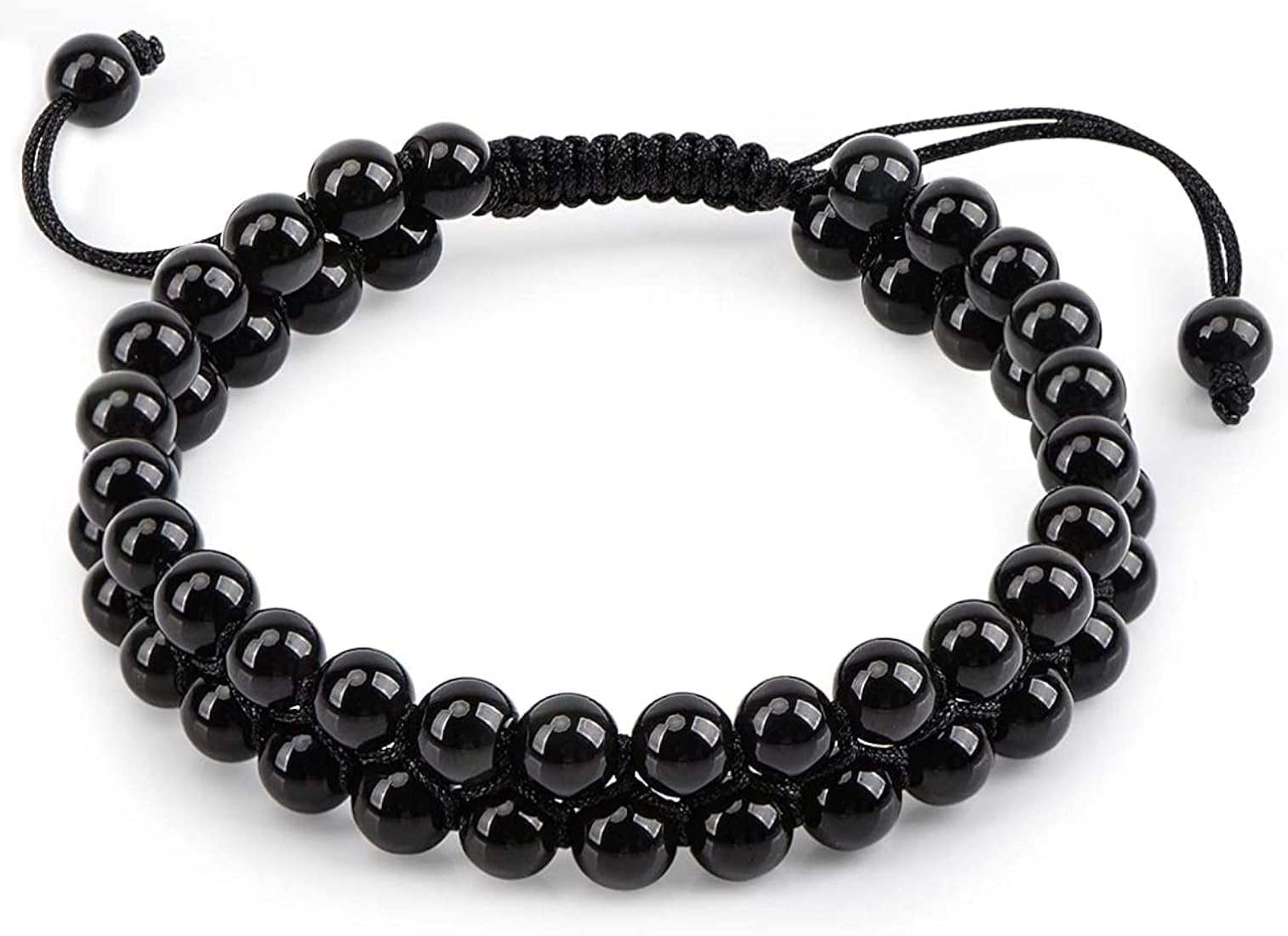 Black Tourmaline Double Beaded Wire Crystal Adjustable Bracelet - Protection, Grounding, Energy Healing, Stress Relief Bracelet