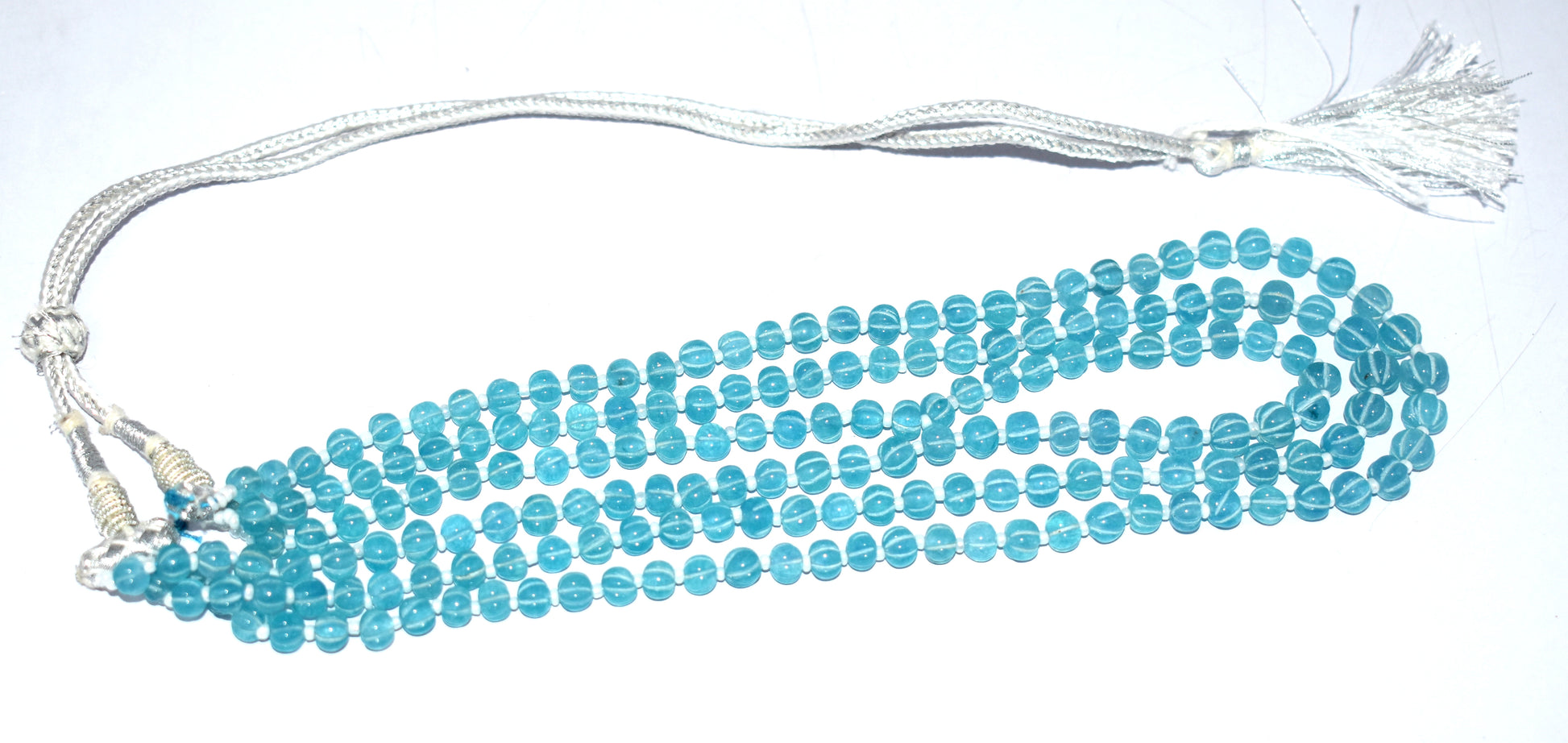 Blue Color Melon Curved Pearl Bead Necklace, 16'' Length, 6mm to 6.5mm – Elegance, Calm Energy & Emotional Balance#SpiritualGrowth #PearlJewelry #MeditationAid #EnergyHealing #GracefulJewelry